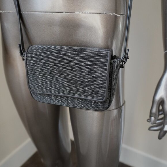 Brunello Cucinelli Monili Crossbody Bag Gunmetal Monili Charcoal Gray Leather - Picture 3 of 12